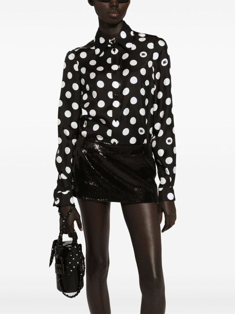 Black Polka Dot Silk Shirt