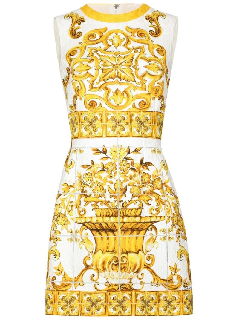 Yellow Majolica Brocade Dress