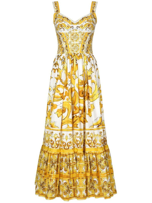 Yellow Majolica Silk Dress