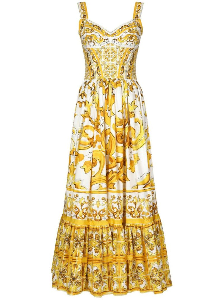 Yellow Majolica Silk Dress
