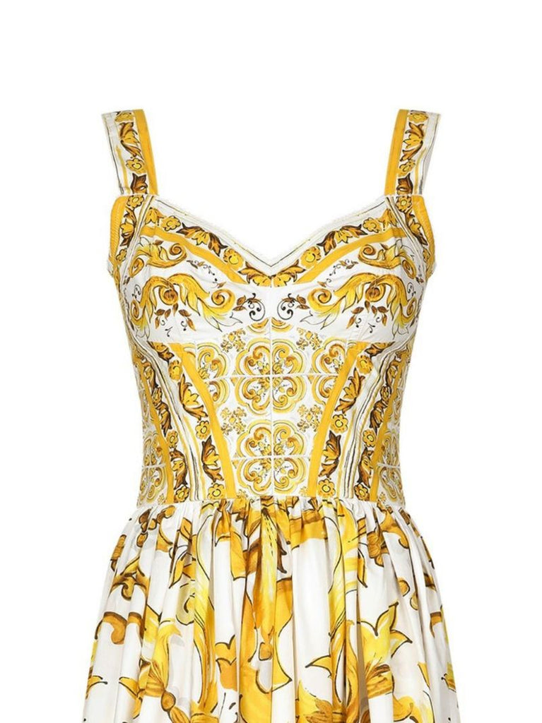 Yellow Majolica Silk Dress