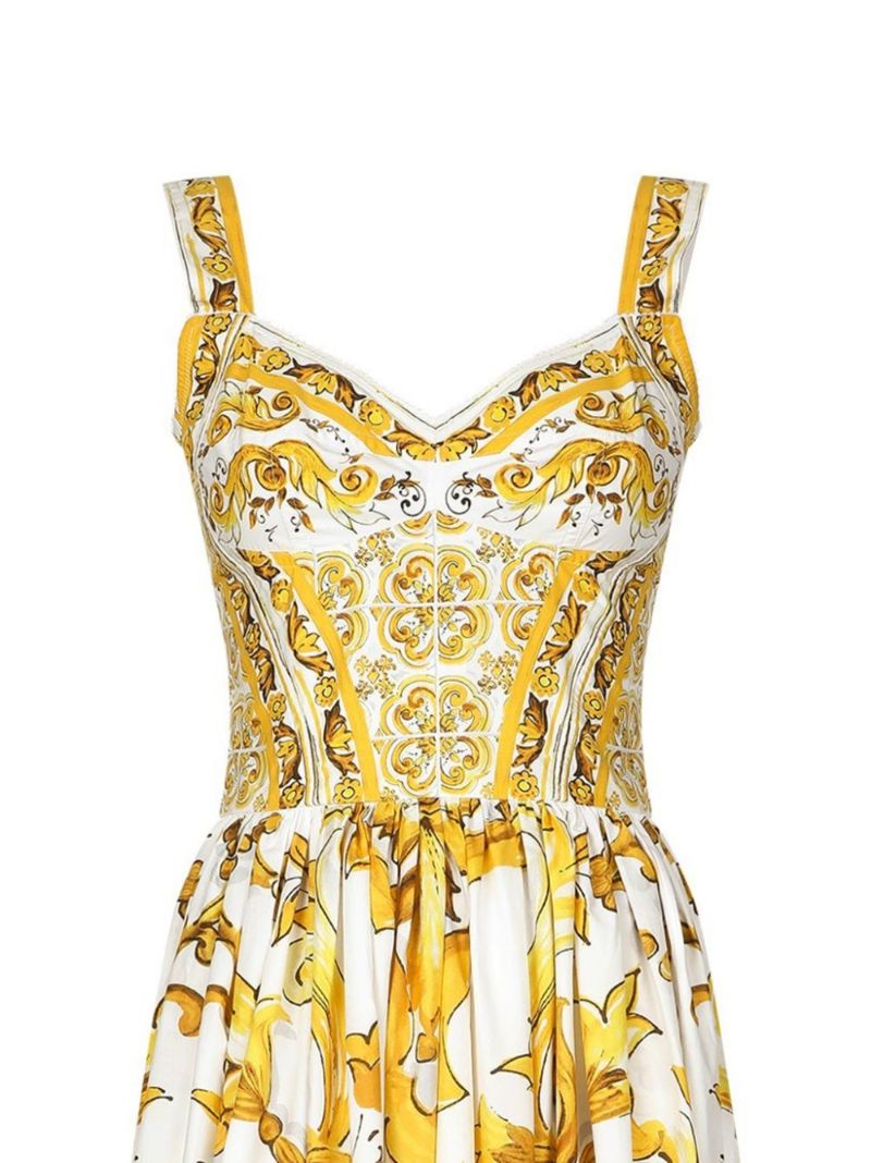Yellow Majolica Silk Dress