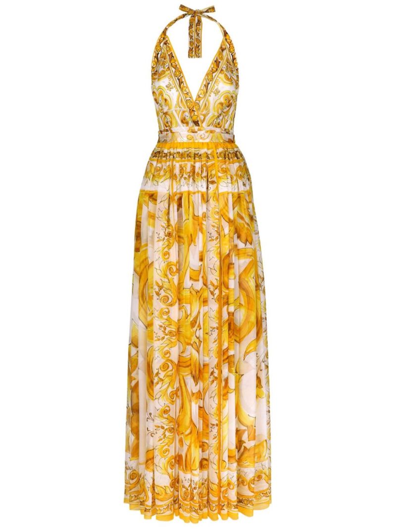 Yellow Majolica Silk Dress