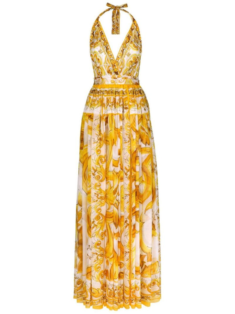Yellow Majolica Silk Dress