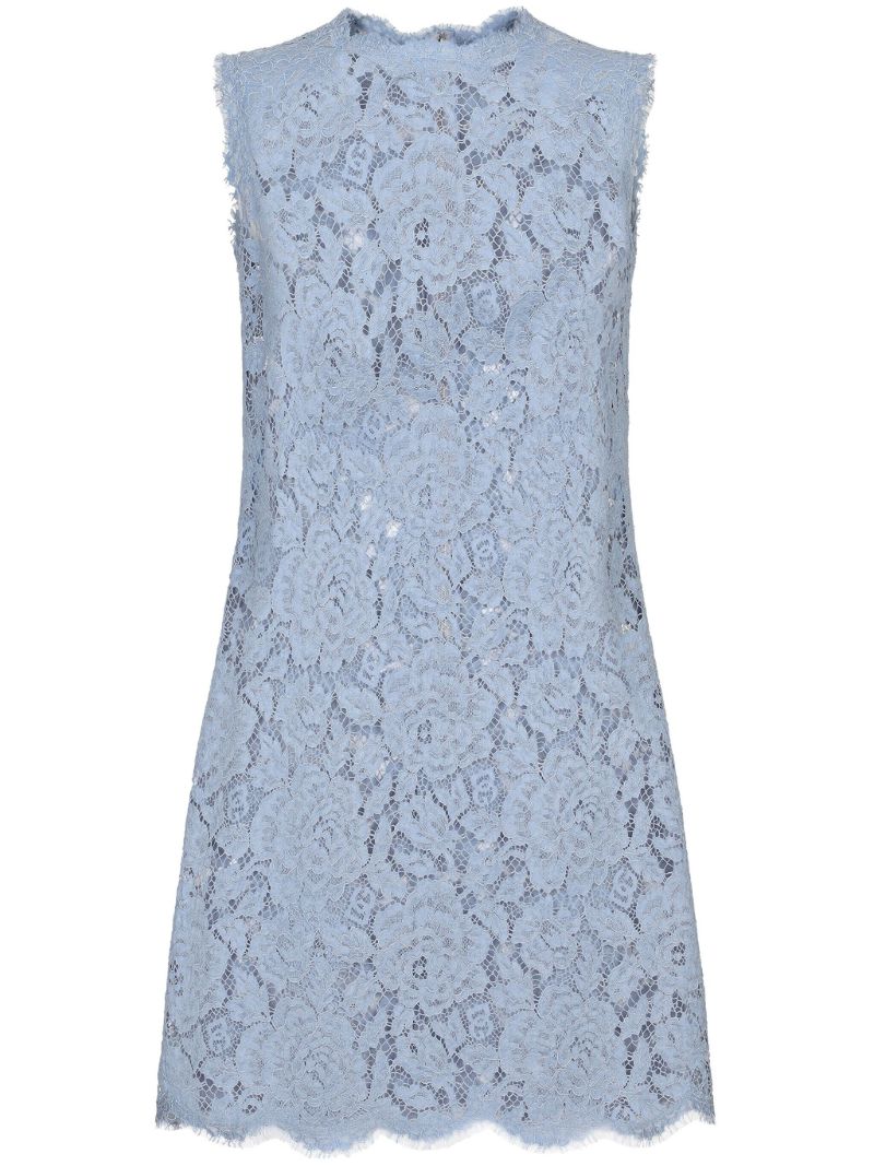 Dg-logo Floral-lace Mini Dress