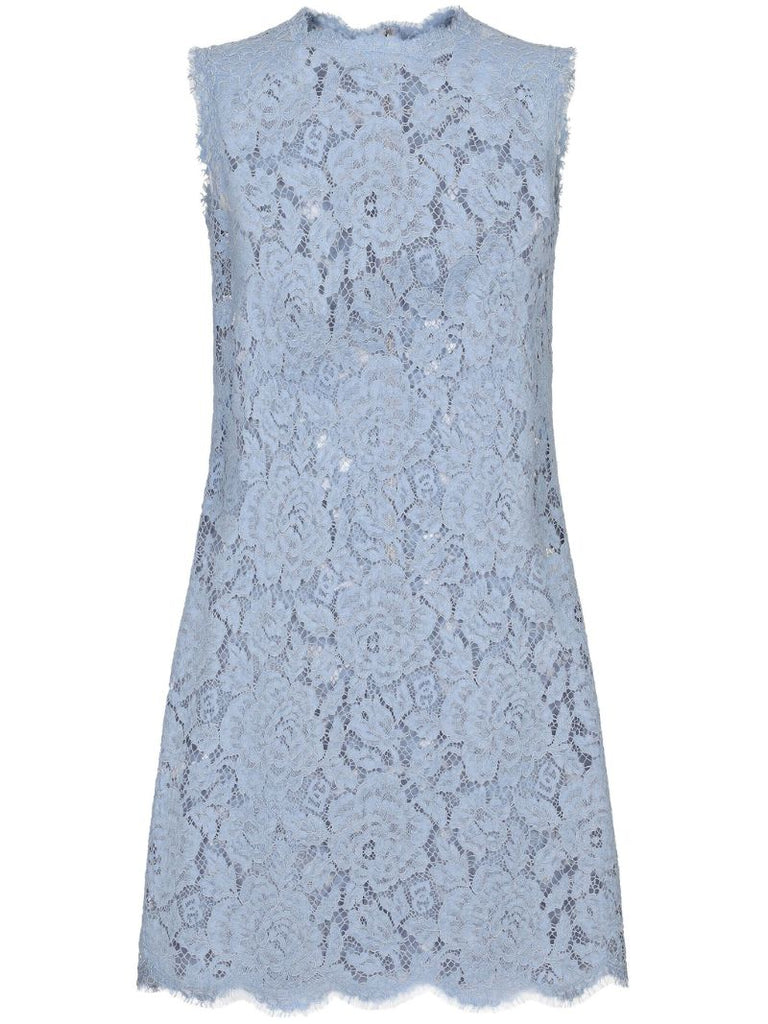 Dg-logo Floral-lace Mini Dress