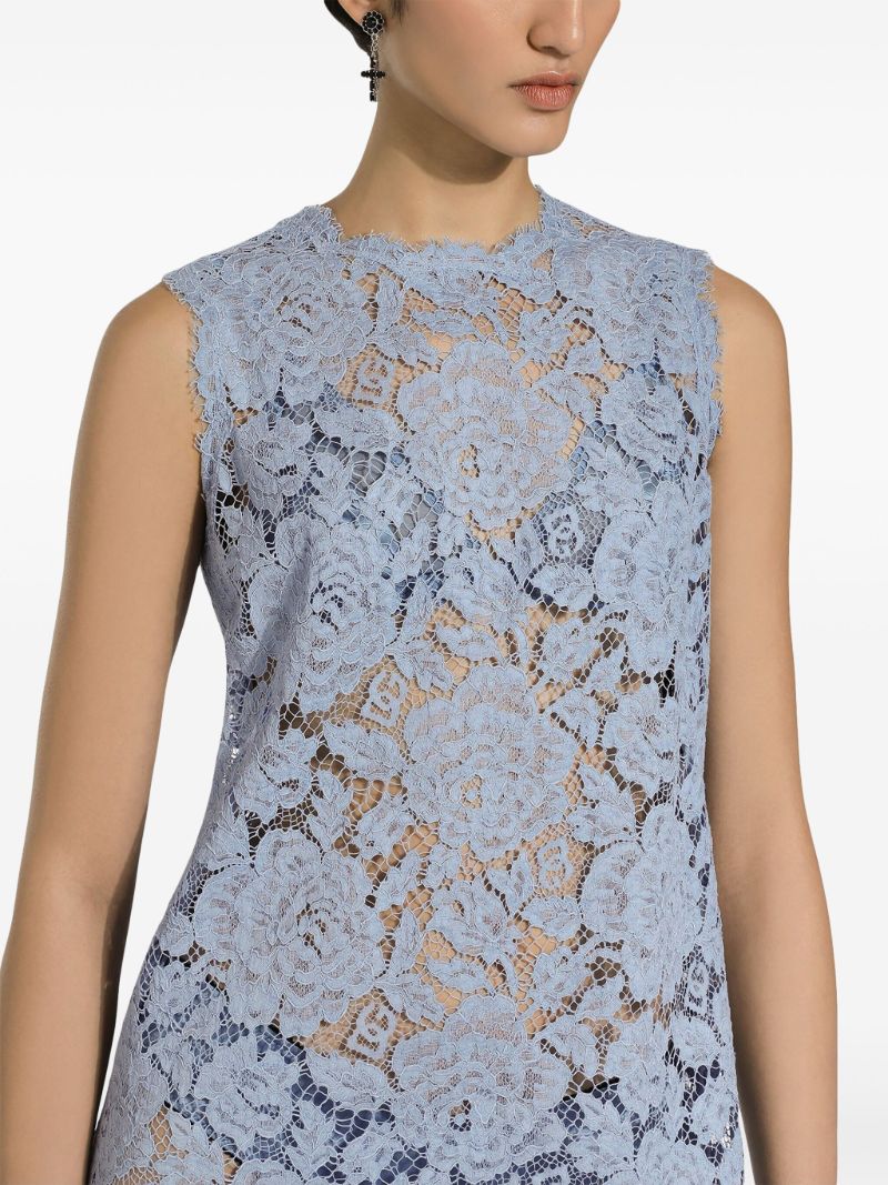 Dg-logo Floral-lace Mini Dress