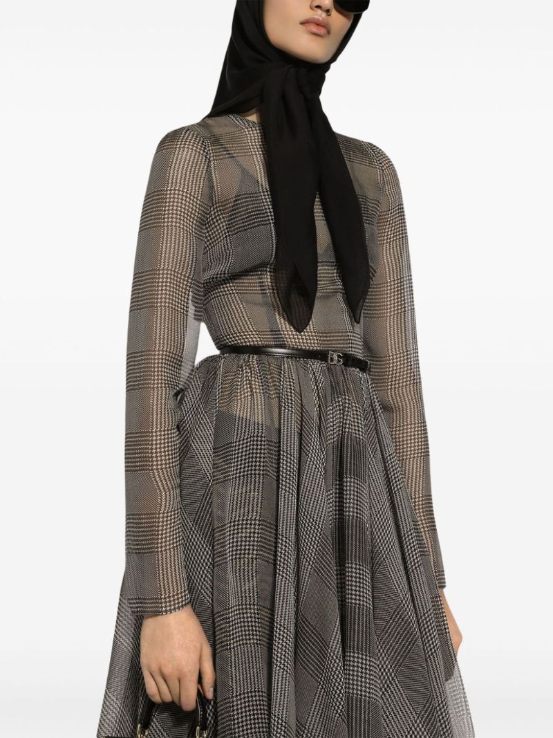 Prince of Wales Silk Midi Dress