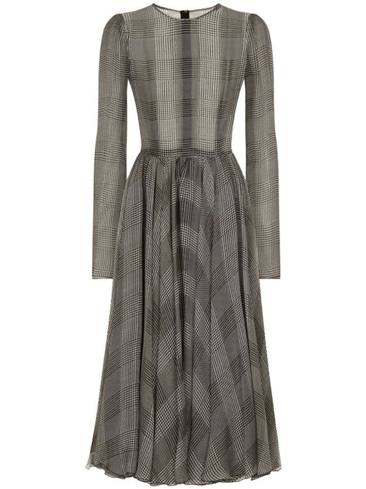 Prince of Wales Silk Midi Dress