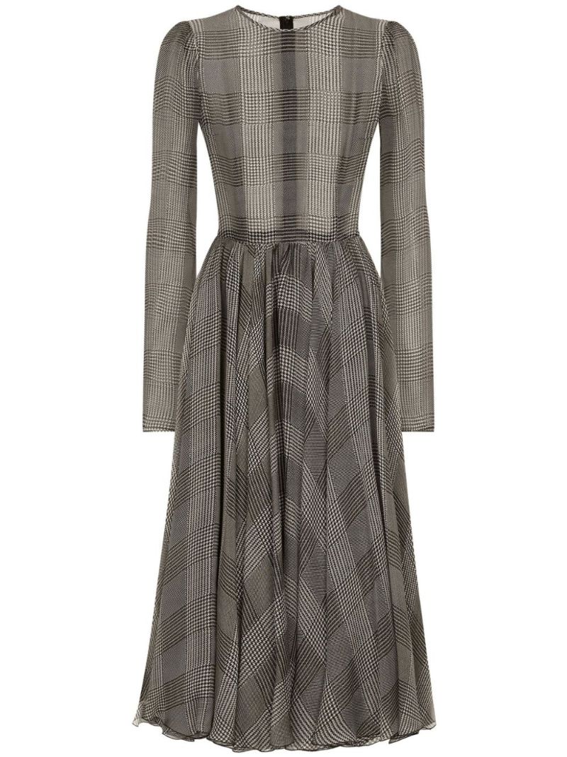 Prince of Wales Silk Midi Dress