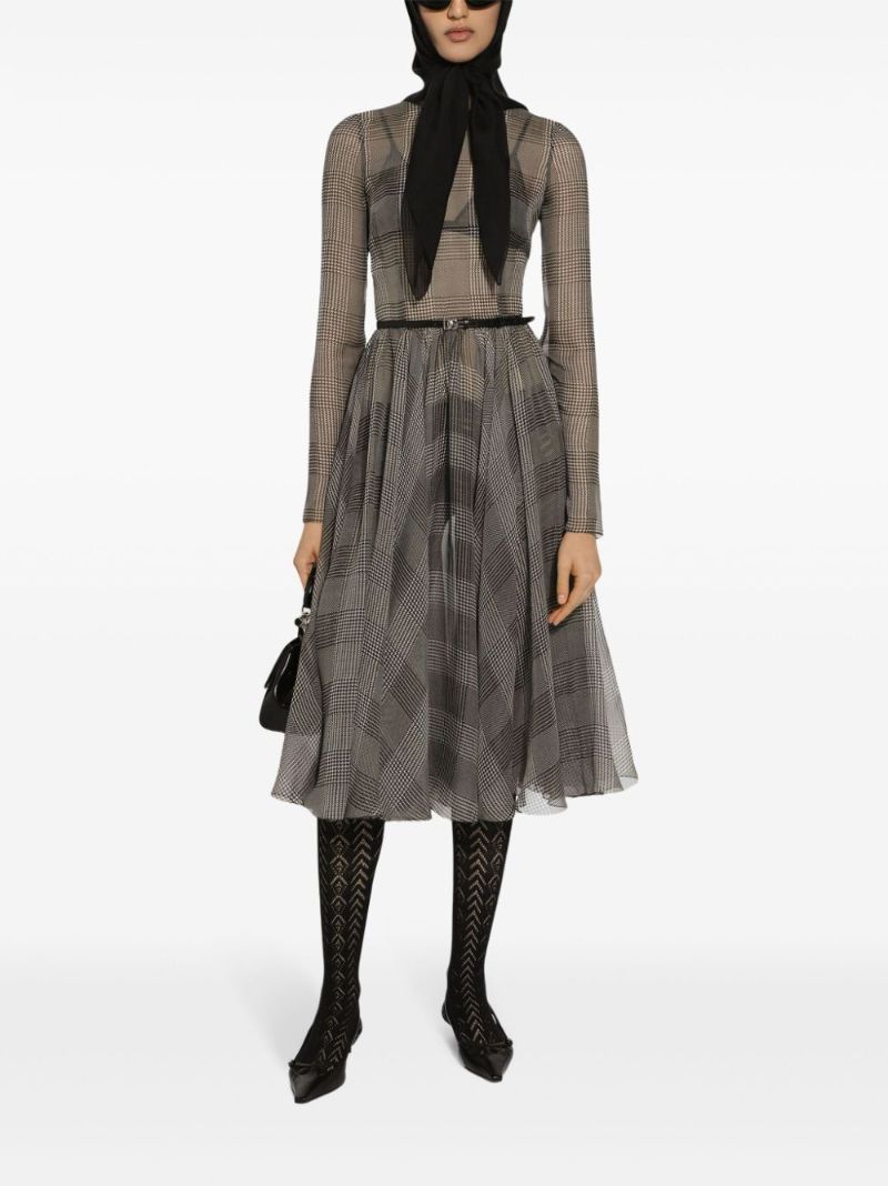 Prince of Wales Silk Midi Dress