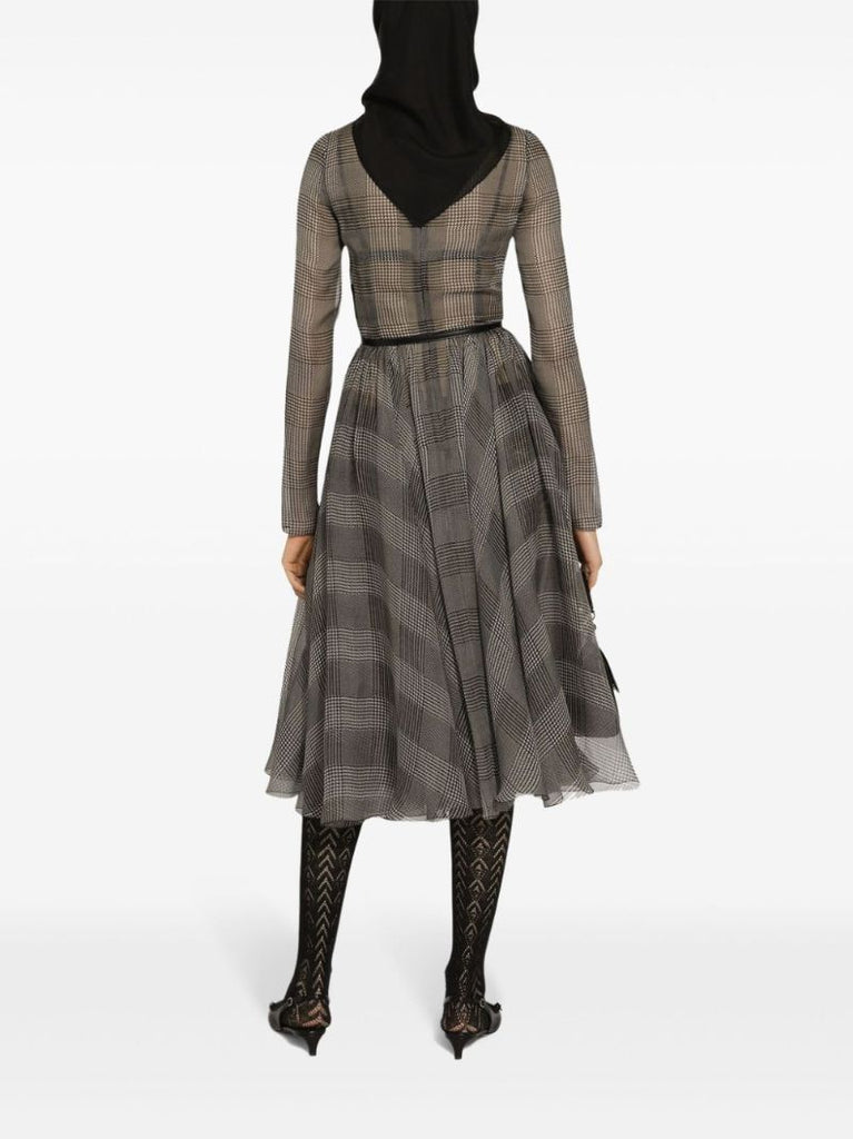 Prince of Wales Silk Midi Dress