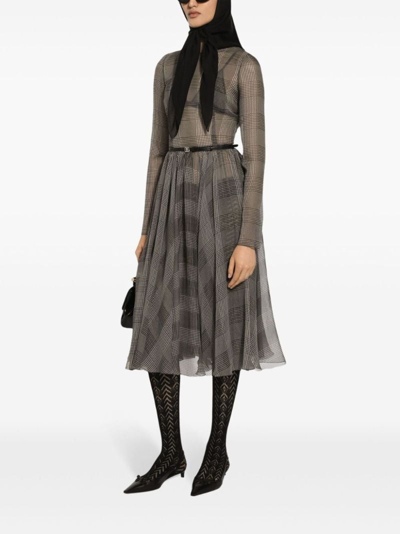 Prince of Wales Silk Midi Dress
