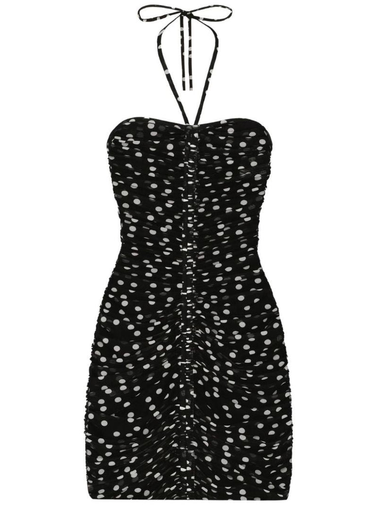 Black Draped Tulle Dress
