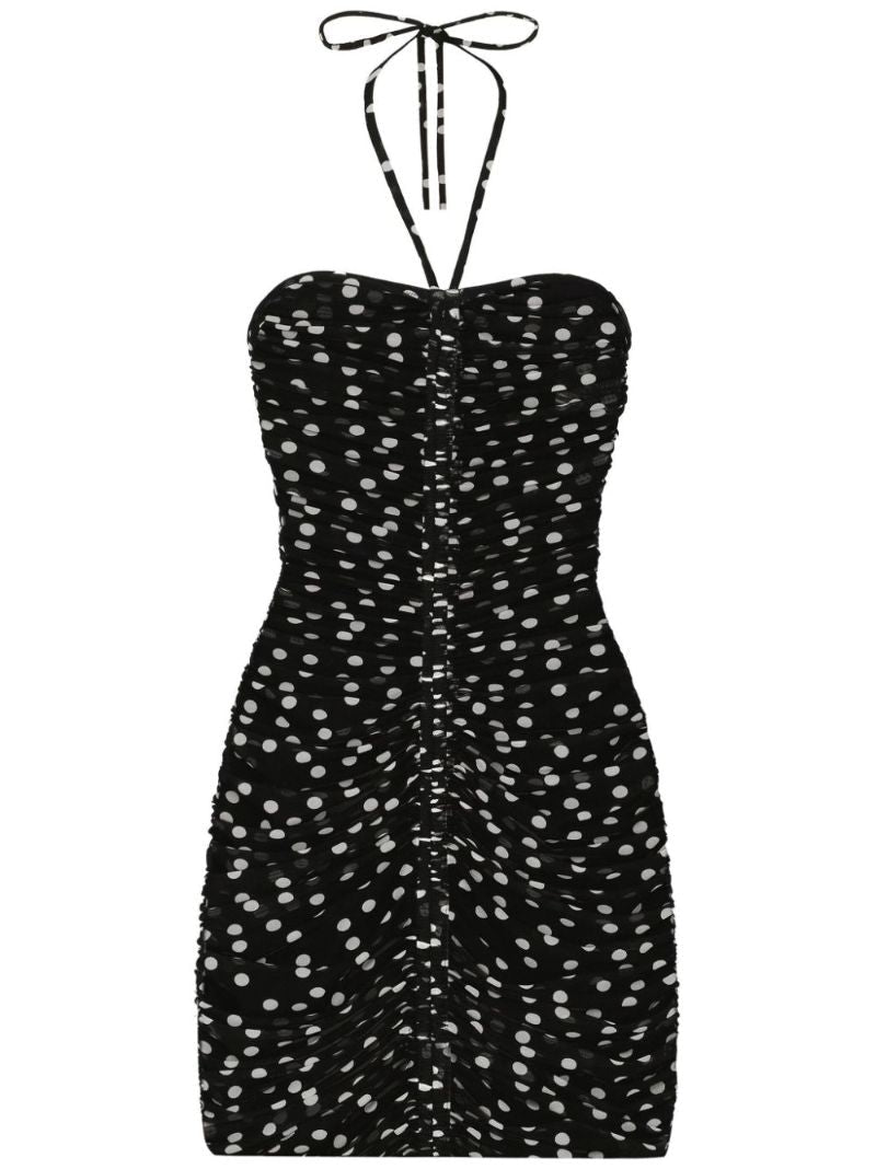 Black Draped Tulle Dress