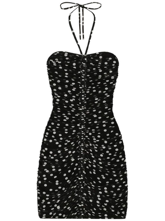 Black Draped Tulle Dress