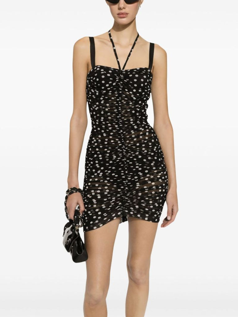 Black Draped Tulle Dress