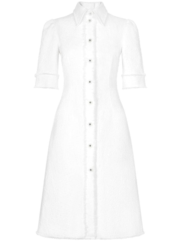 White Tweed Shirt Dress