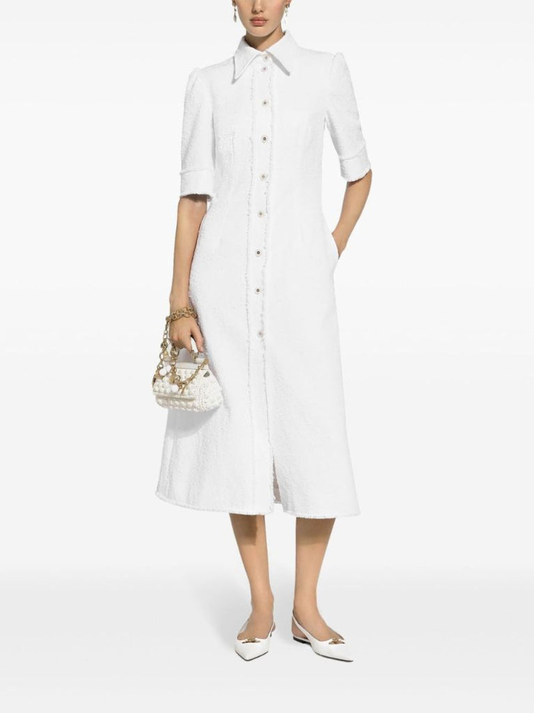 White Tweed Shirt Dress
