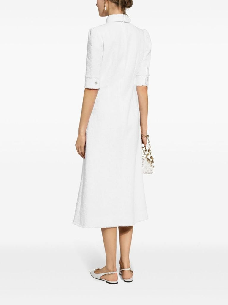 White Tweed Shirt Dress