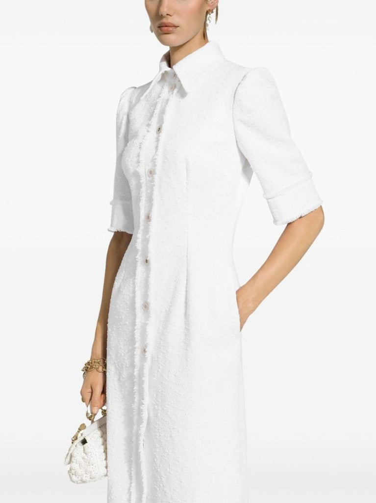 White Tweed Shirt Dress