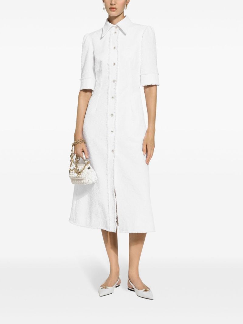 White Tweed Shirt Dress