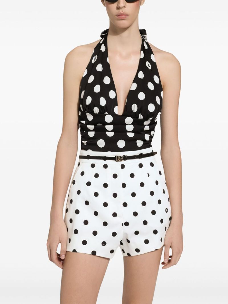 Black Polka Dot-print Top