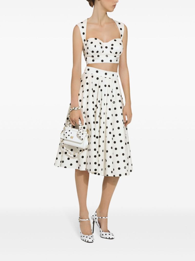 White Polka Dot-print Corset Top