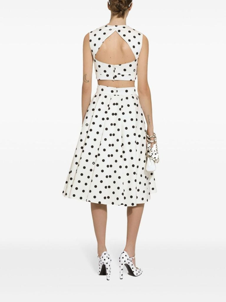 White Polka Dot-print Corset Top