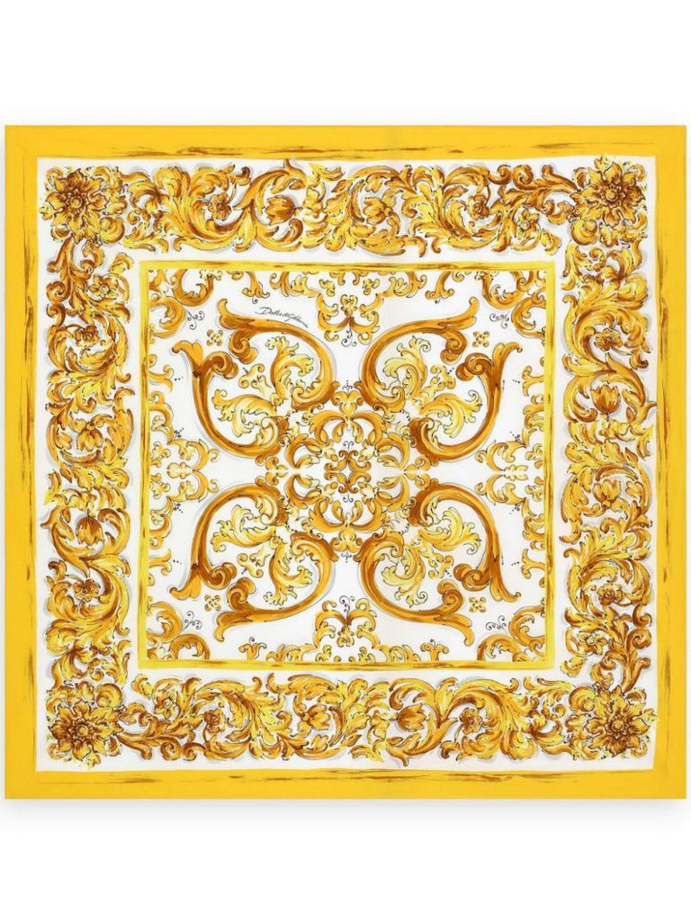 Yellow Majolica-print Scarf