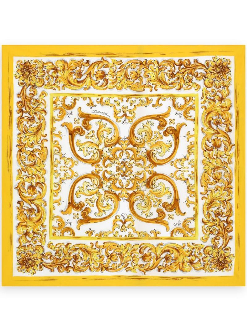 Yellow Majolica-print Scarf