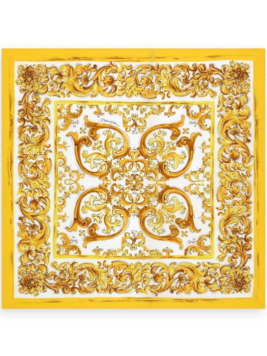 Yellow Majolica-print Scarf