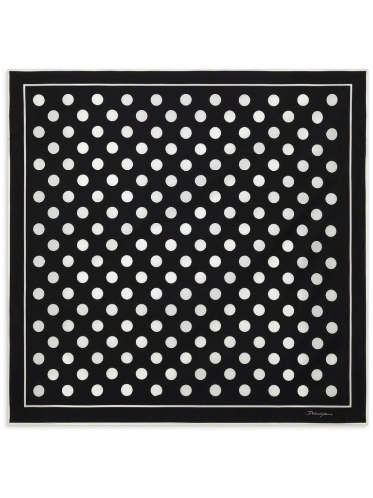 Black Polka Dot-print Scarf