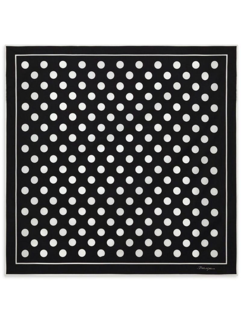 Black Polka Dot-print Scarf
