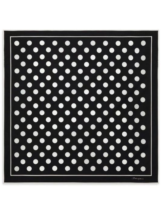 Black Polka Dot-print Scarf