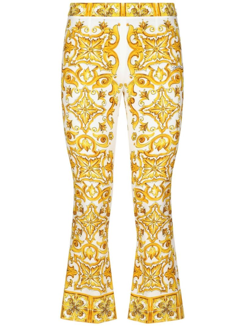 Majolica-print Flared Trousers