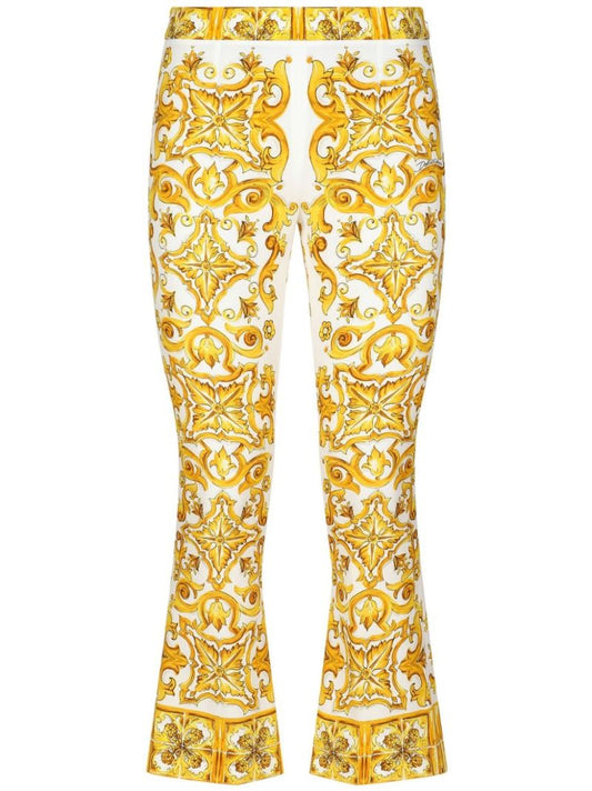 Majolica-print Flared Trousers