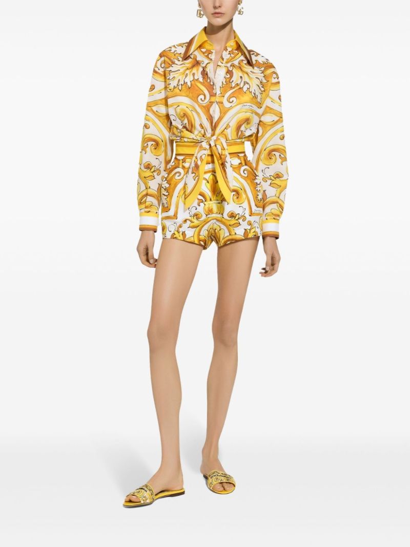 Majolica-print High-waisted Shorts