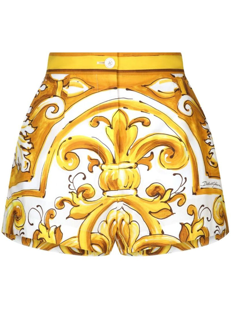 Majolica-print High-waisted Shorts