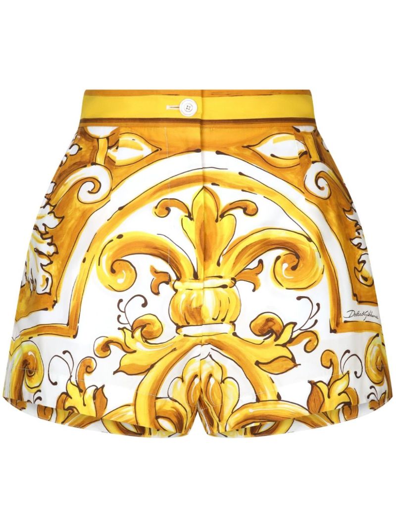 Majolica-print High-waisted Shorts