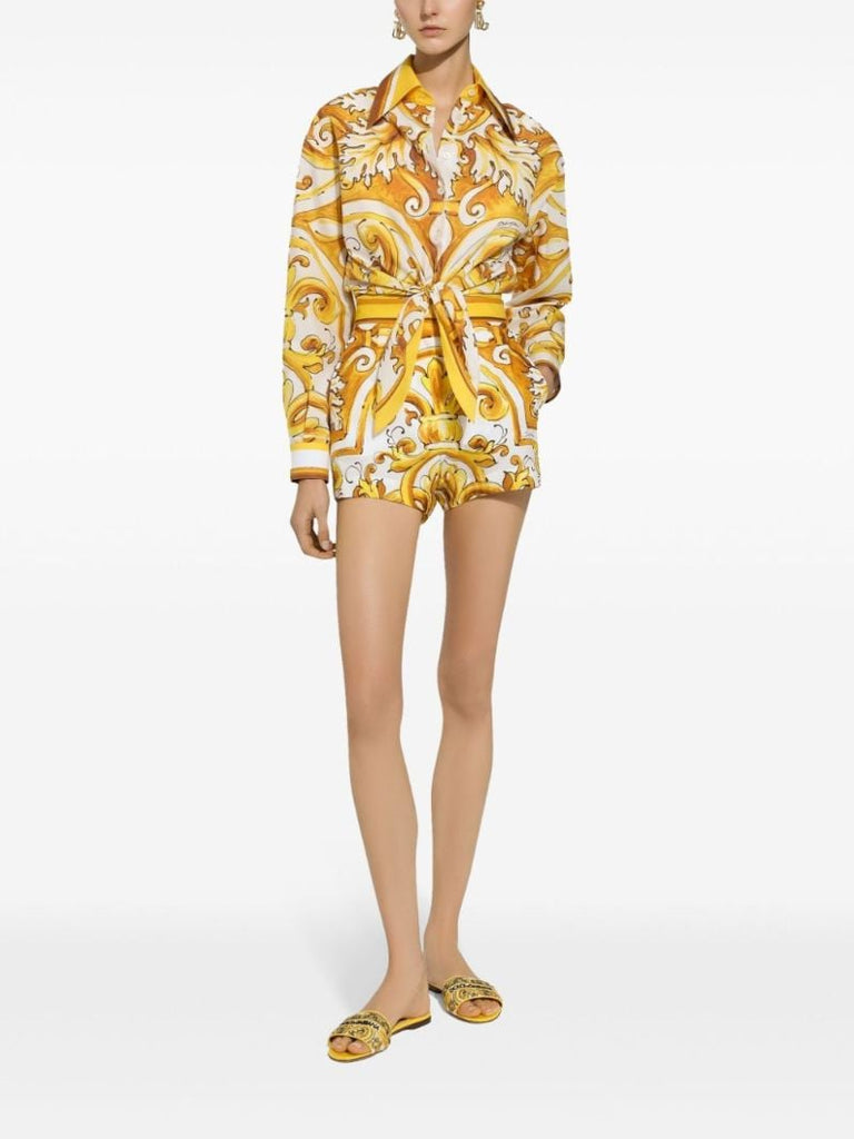 Majolica-print High-waisted Shorts
