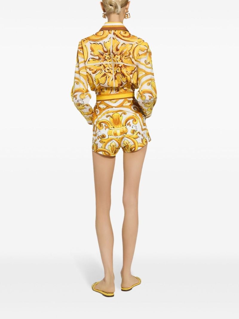 Majolica-print High-waisted Shorts