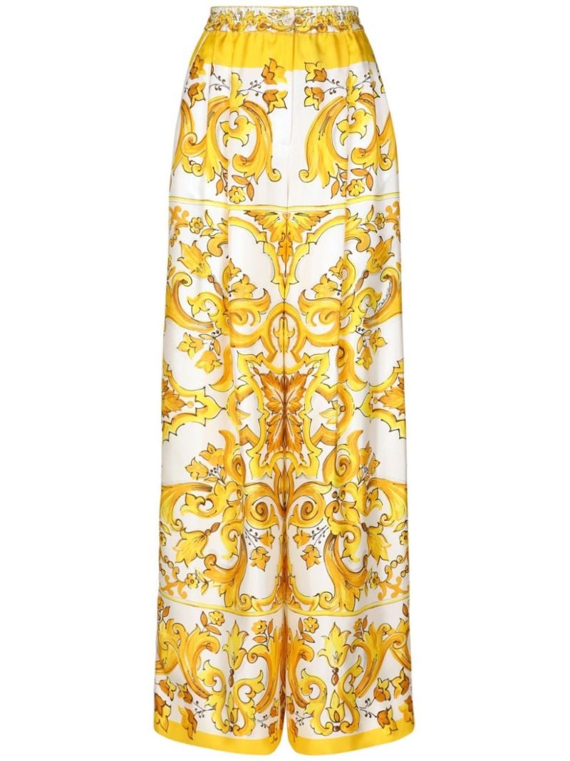 Majolica-print Wide-leg Trousers