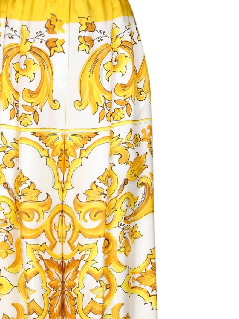 Majolica-print Wide-leg Trousers