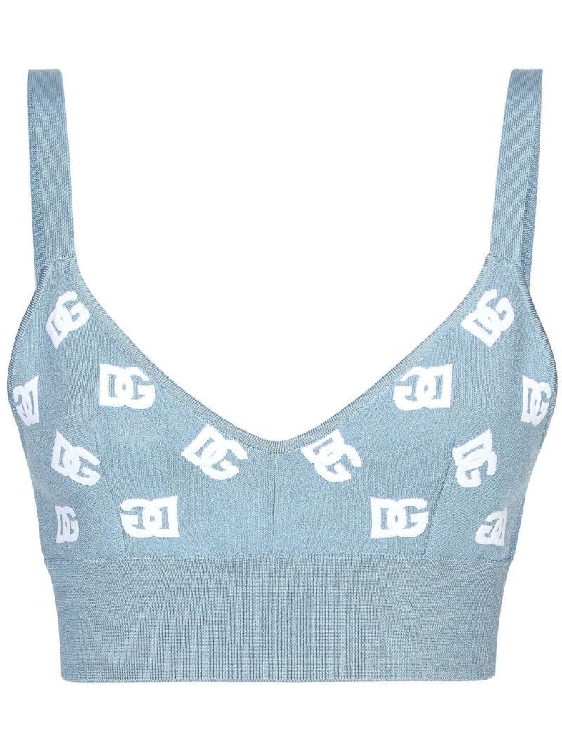 Dg-intarsia Knitted Crop Top