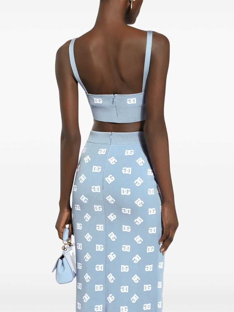 Dg-intarsia Knitted Crop Top