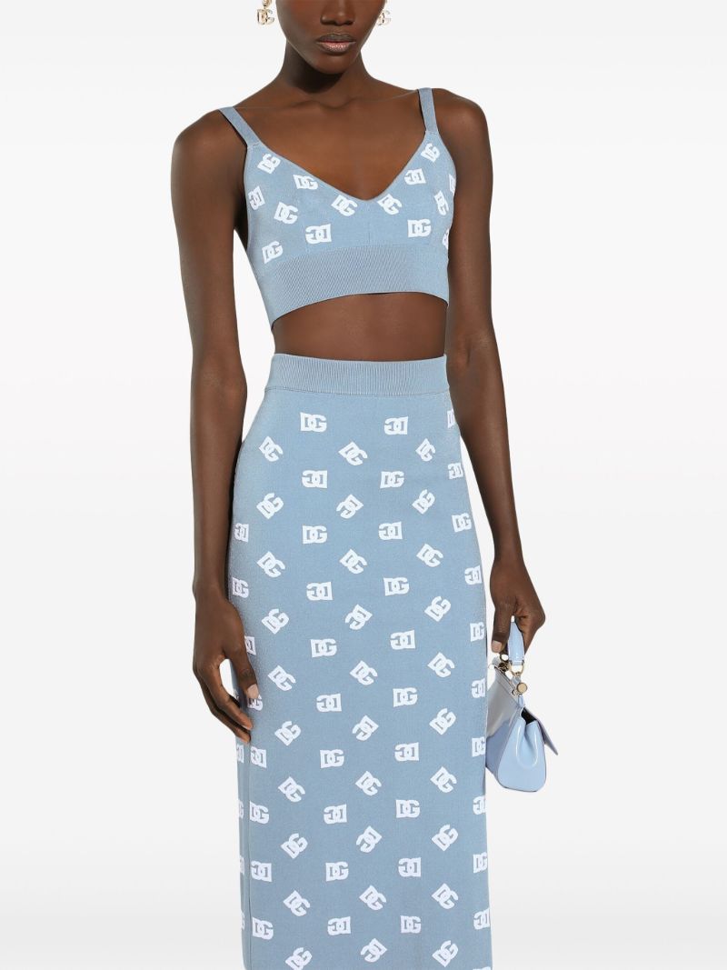 Dg-intarsia Knitted Crop Top