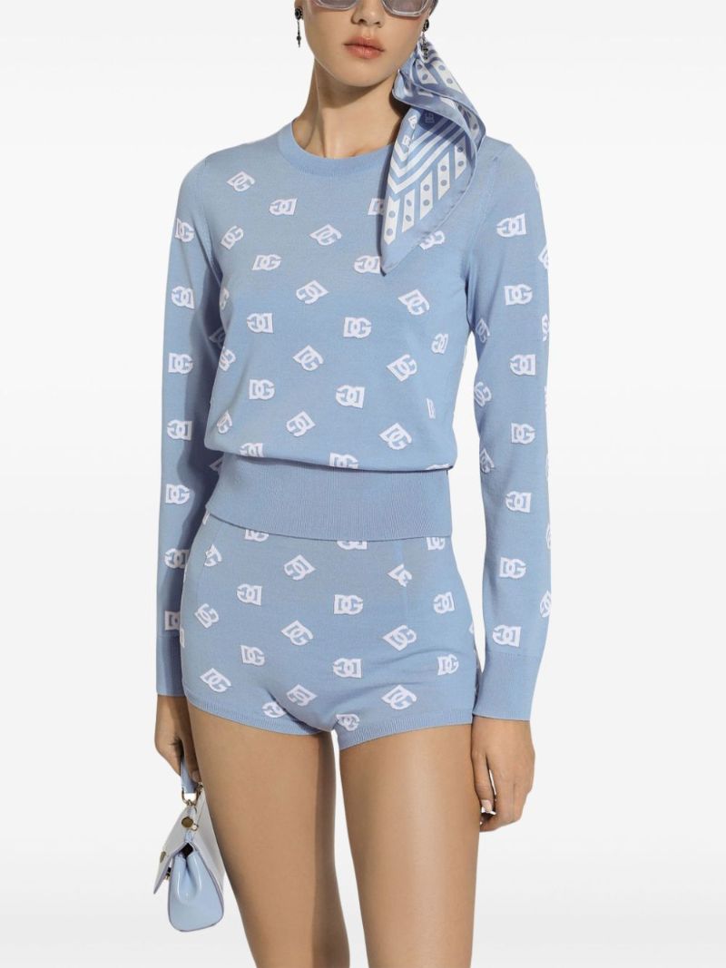 Dg-intarsia High-waist Mini Shorts