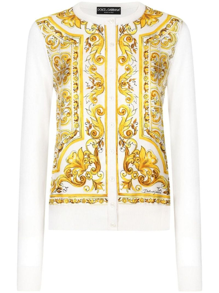 Majolica-print Silk Cardigan