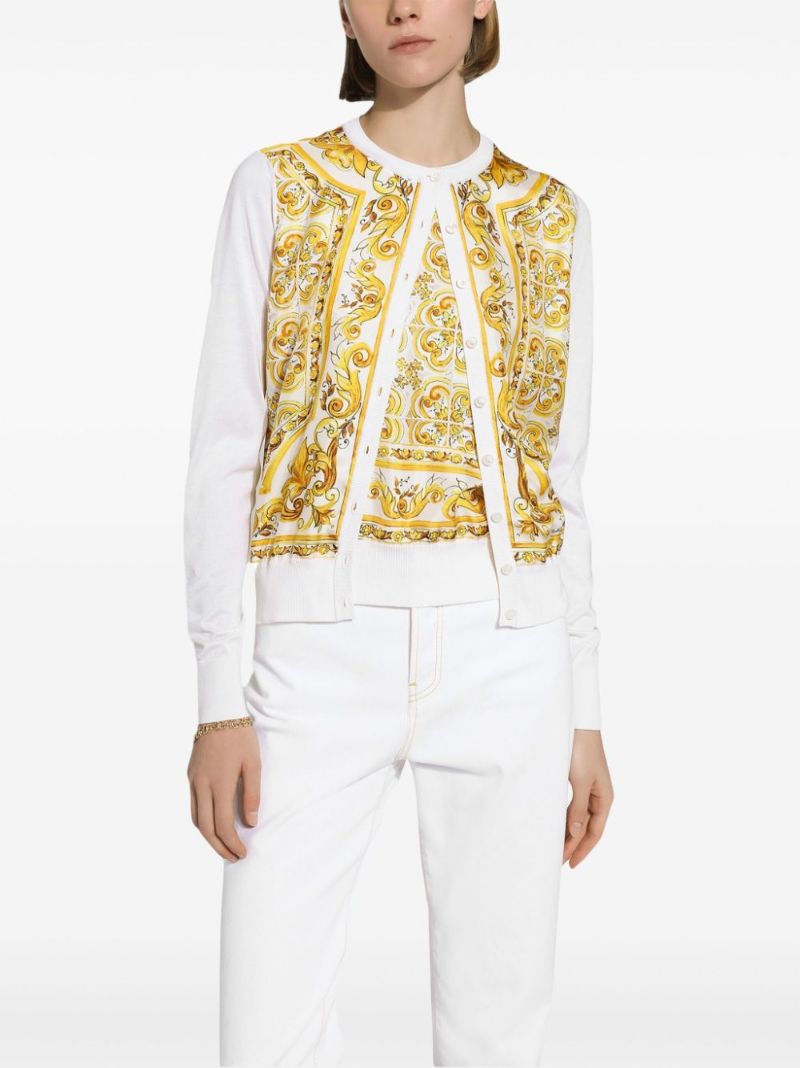 Majolica-print Silk Cardigan